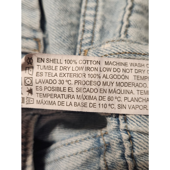 Forever 21 Premium Jeans Women's Size 27 Raw Hem Blue Denim Wide Leg Baggy Y2K - Picture 6 of 10